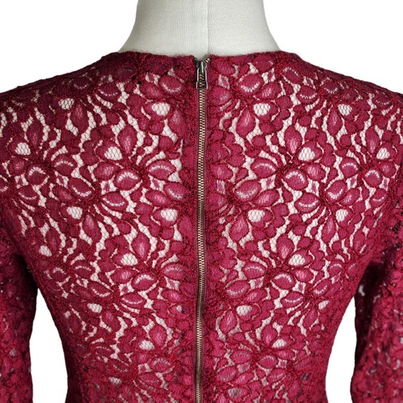 Talula Lace Long Sleeve Mini Dress Women's Size 8 Burgundy Red - Picture 6 of 11